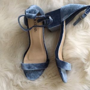 Blue grey Velvet midi heels